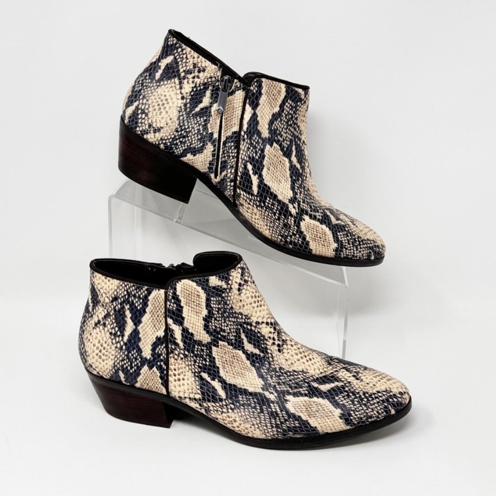 Sam Edelman Womens Reptile Print Faux Leather Side zip Bootie Size 10